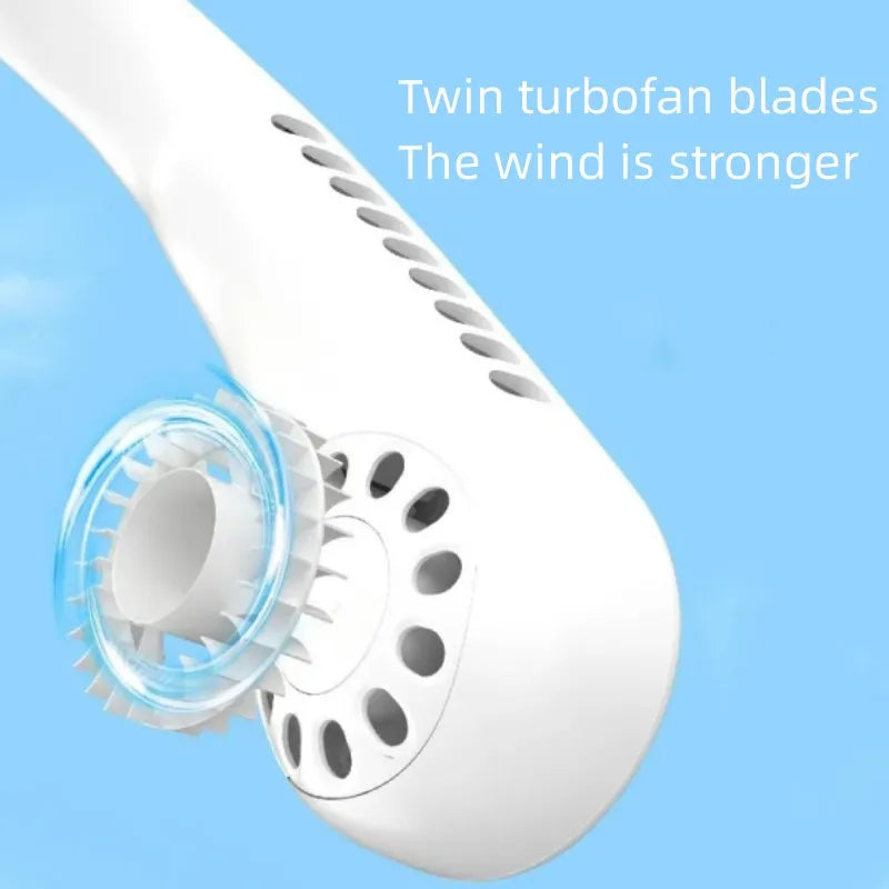 1PC Fan 1200mAh New Mini Neck Portable No Bladeless Hanging Neck Rechargeable Air Cooler 3 Speed Mini Summer Sport Fan