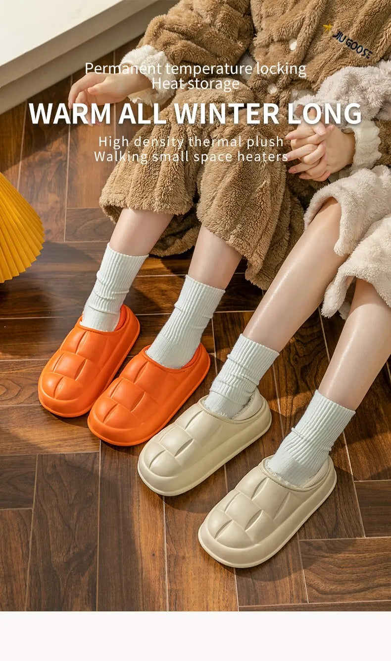 Winter Home Cotton Shoes Women's Thickened, Anti Slip, Waterproof, Snow Proof, Warm External Wear Cotton Slippers For MenMTX2244