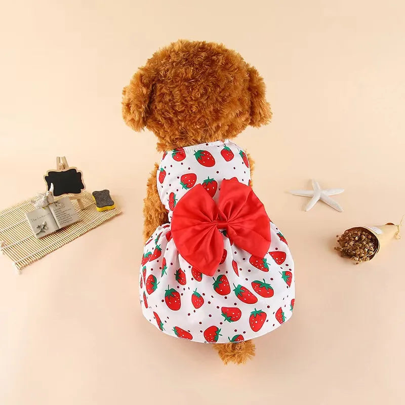 Pet Clothes Dog Dress For Female Pet Cat Puppy Floral Princess Skirt S-Xl