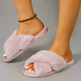 Soft Fluffy Fur Slippers New Women Winter House Warm Furry Slippers Women Flip Flops Home Slides Flat Indoor Floor Shoes