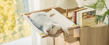 Mewoofun Sturdy Cat Window Perch Hammock Bed with Wood Metal Frame for Cats Easy to Assemble for Windowsill Bedside and Cabinet