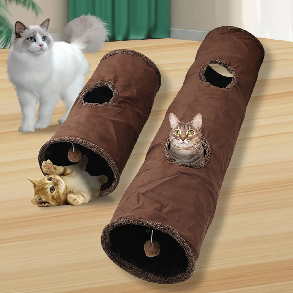 Cat Toys Tente Chat Suede Long 129cm Cat Tunnel Collapsible Tunnel  Non-staining Dirt-resistant Pet Products Pet Toys