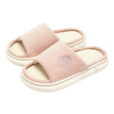 Couples Home Cotton Linen Slippers Women Indoor Bedroom Soft Slides Comfortable Men House Shoes Non-slip Breathable Flats