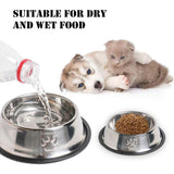 Stainless Steel Dog Cat Food Bowl Pets Quality Metal Pawprint Feeder Non-slip Pet Feeding Container with Rubber Base Accessories