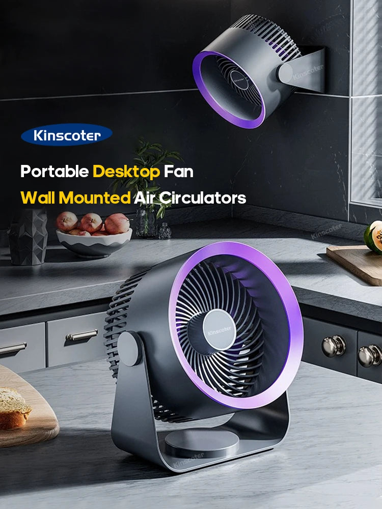 Cordless Kitchen Wall Mount Electric Fan, 4000mAh USB Home Desktop Air Cooler Air Conditioner, Toilet Air Circulator Fan