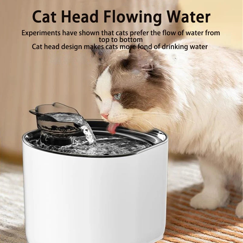 Cat Water Fountain Auto Recirculate Filtring Cats Dog Water Dispenser USB Electric Mute Pump Cat Ear Pet Cats Drinking Fountain