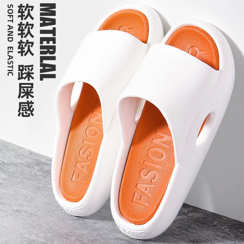 Women Slippers Thick Platform Sandals Men Summer Home Slippers Indoor Mute Soft-soled Flip Flops Couple Non-slip Slipper