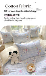 Sanrio Kids Bedding Set Kuromi Cinnamoroll Mymelody Duvet Cover Bed Sheet Pillowcase Bedsheet Double Single King Queen Twin Size