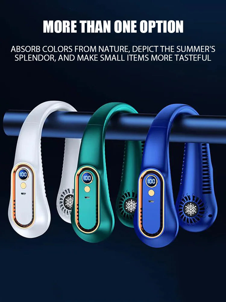 Hanging Neck Fan Digital Display Power Ventilador Bladeless Neckband Fan Portable Mini Air Cooler USB Rechargeable Electric Fans