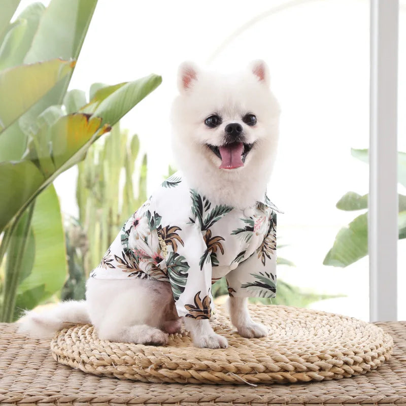 Summer Hawaiian Beach Style Dog Shirt Fashion Pet Dog Clothes Print Puppy Vest Breathable Cat Thin Shirt Pet Chihuahua Clothes