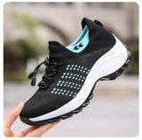 Women Walking Shoes Fashion Breathable Loafers Sneaker for Fitness Sport Comfort Casual Height Increasing Elastic Lady Trainers