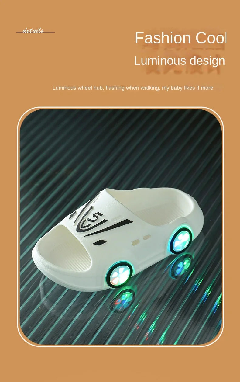 SummerChild Shoes LED Lights Slippers Baby Indoor Antiskid Sandals Boy Girl Luminous Slippers Kid Home Parent-child Sandals