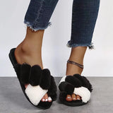 Women Winter House Furry Slippers Fluffy Faux Fur Home Slides Flat Fashion Indoor Floor Shoes Ladies Flip Flops Chaussure Femme