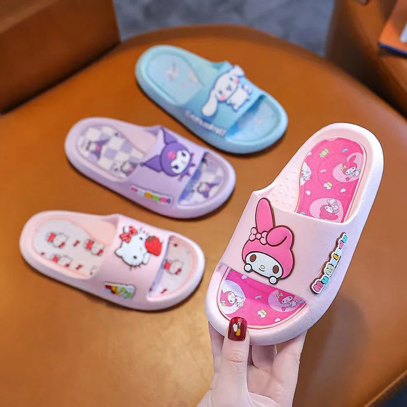 2024 Summer Boys Girls Sandals Cute Hello Kitty Children's Casual Shoes Anti-slip Kids Beach Shoes Soft Bottom Home Slippers