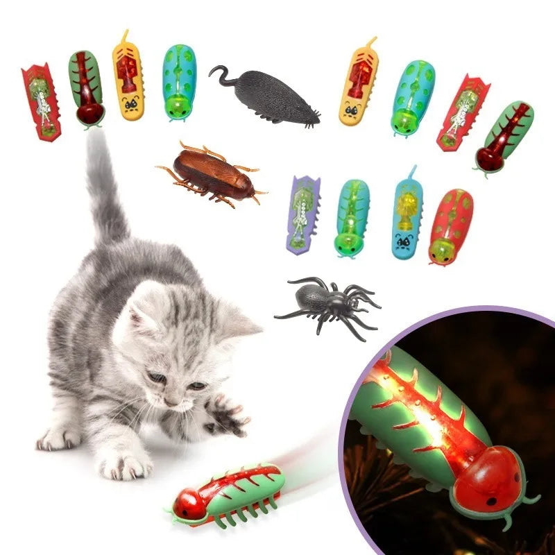 Pet Interactive Mini Electric Bug Cat Toy Cat Escape Obstacle Automatic Flip Toy Battery Operated Vibration Pet Beetle Supplies