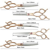 7" Professional Dog Grooming Scissors Set，Straight Scissors & Curved Thinning Shears & Curved Scissors&Curved Chunkers Shears