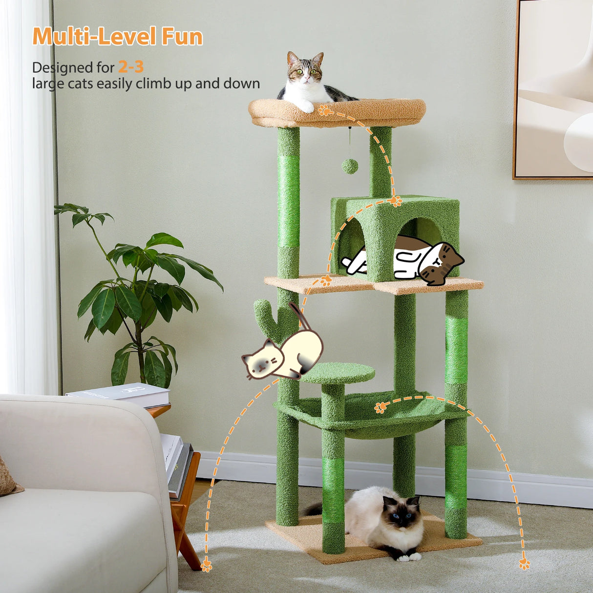 Multi-Level Cat Tree with Scratching Post Luxury Cat Tower with Condo House Cat Scratcher for Indoor Cat Accessories Pet Cat Toy