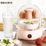 Multifunctional Egg Boiler Electric Egg Steamer Cooking Breakfast Machine Double Layers Egg Cooker Mini Steamer Poacher Kitchen