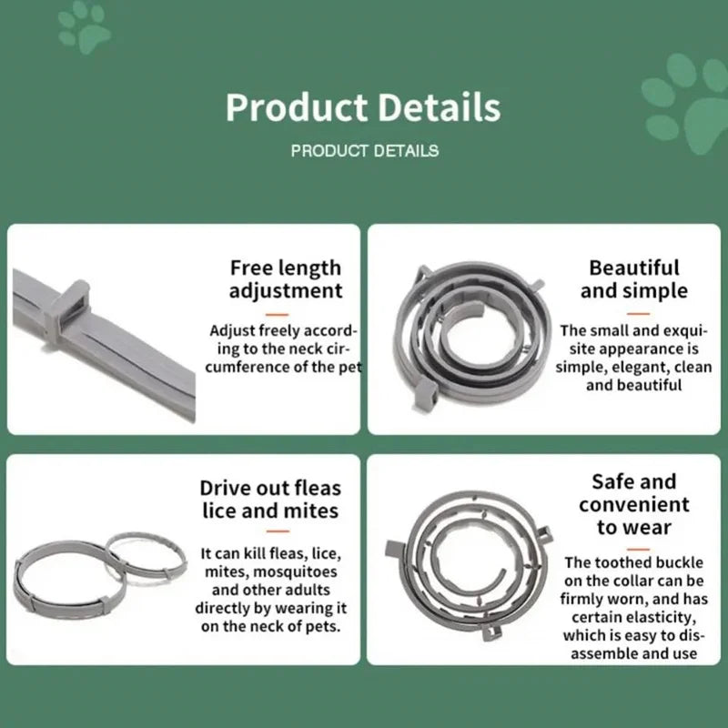 Anti Flea and Tick Collar for Cat and Dog, Retractable Collar for Puppy, Large Dogs Accessories,Pet 8Month Protection