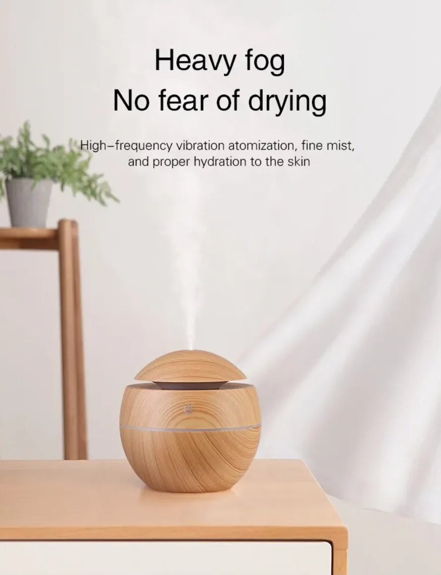 USB Ultrasonic Cool Mist Sprayer Essential Oil Fragrance Mini Home Wood Grain Air Humidifier Electric Air Aroma Diffuser Purifie