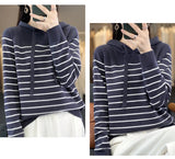 New Striped Wool Hoodies And Sweatshirts For Women Long Sleeve Sweaters Knitted Jumpers Female Outerwears Fashion Hoody Clothing