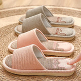 Couples Home Cotton Linen Slippers Women Indoor Bedroom Soft Slides Comfortable Men House Shoes Non-slip Breathable Flats