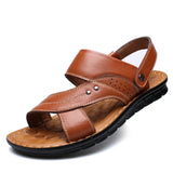 Summer Men's Leather Sandals Outdoor Non-slip Men's Beach Sandals Handmade Leather Men's Shoes Fashion Men Flip-flops