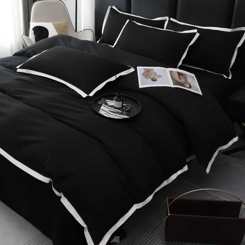 Simple Style Bedding Sets постельное белье Washed Brushed Duvet Cover with Pillowcase Luxury Bedsheets Set Queen/King Size Bed