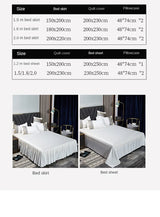 Princess style big lace side bed on four-piece set washed ice silk  silk bed skirt white