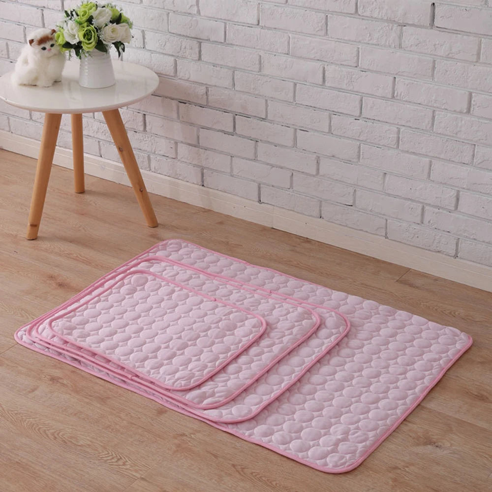 Pet Cooling Mat Dog Cat Sleeping Pad Cool Ice Silk Moisture-proof Mattress Cushion Summer Small Animal Cold Bed 5 sizes