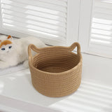 Woven Cotton Rope Cat's ear Nordic  Storage Baskets  Desktop Sundries Kids Toys Organizer Box Dirty Clothes Laundry Basket Hampe