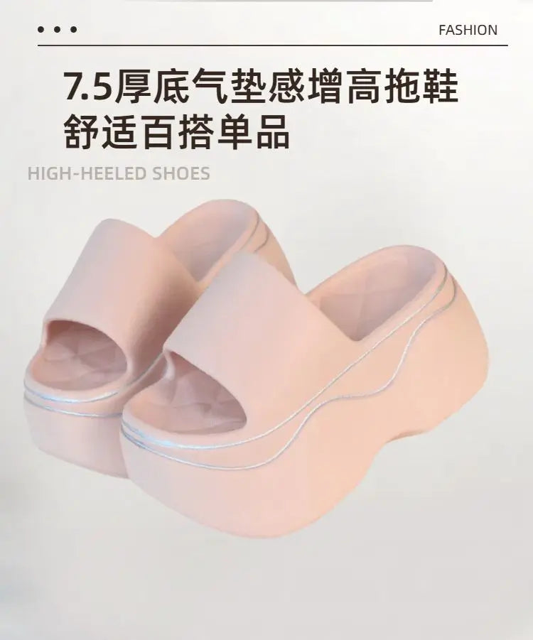 Women Non Slip Elevated Slippers New White Thick Sole EVA Slipper Women Fashion Home Platform Slippers for Summer Outwear Sandal