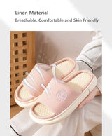 Couples Home Cotton Linen Slippers Women Indoor Bedroom Soft Slides Comfortable Men House Shoes Non-slip Breathable Flats