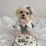 Dog Clothes Summer Cute Pet Plaid Striped Suspender Skirt Hat Vest Set Small Dog Dress Chihuahua Bichon Yorkie Dog Costume 2024