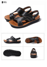 Summer Men's Leather Sandals Outdoor Non-slip Men's Beach Sandals Handmade Leather Men's Shoes Fashion Men Flip-flops