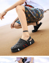 Large Size Slides Men's Trendy Garden Shoes Eva Soft Sole Hollow Baotou Flip-flops Sandals for Men's Leisure Beach Slippers