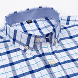 100% Cotton Breathable Men Oxford Short Sleeve Summer Plaid Shirts Striped Male Clothes Business Regular Fit Oversized