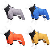 Winter Warm Dog Jacket Reflective Four Legged Clothes Outdoor Waterproof Windproof Traction Harness Jumpsuit French Bulldog Coat