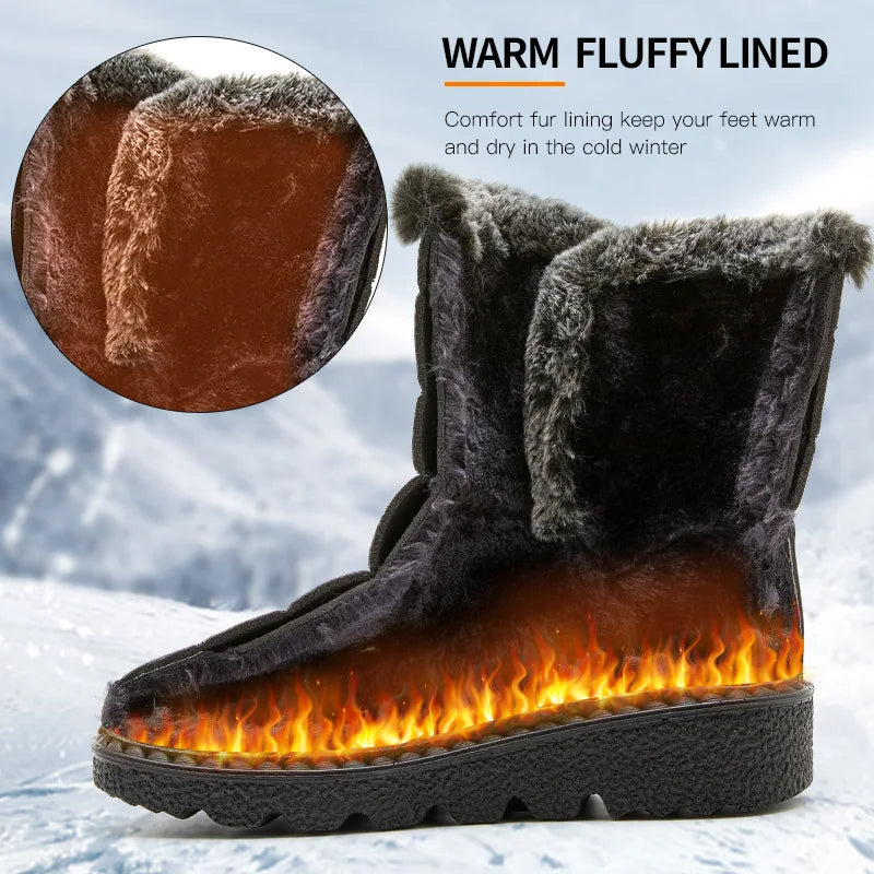 Waterproof Winter Boots for Women 2023 New Faux Fur Long Plush Snow Boots Woman Platform Shoes Warm Cotton Couples Ankle Boots