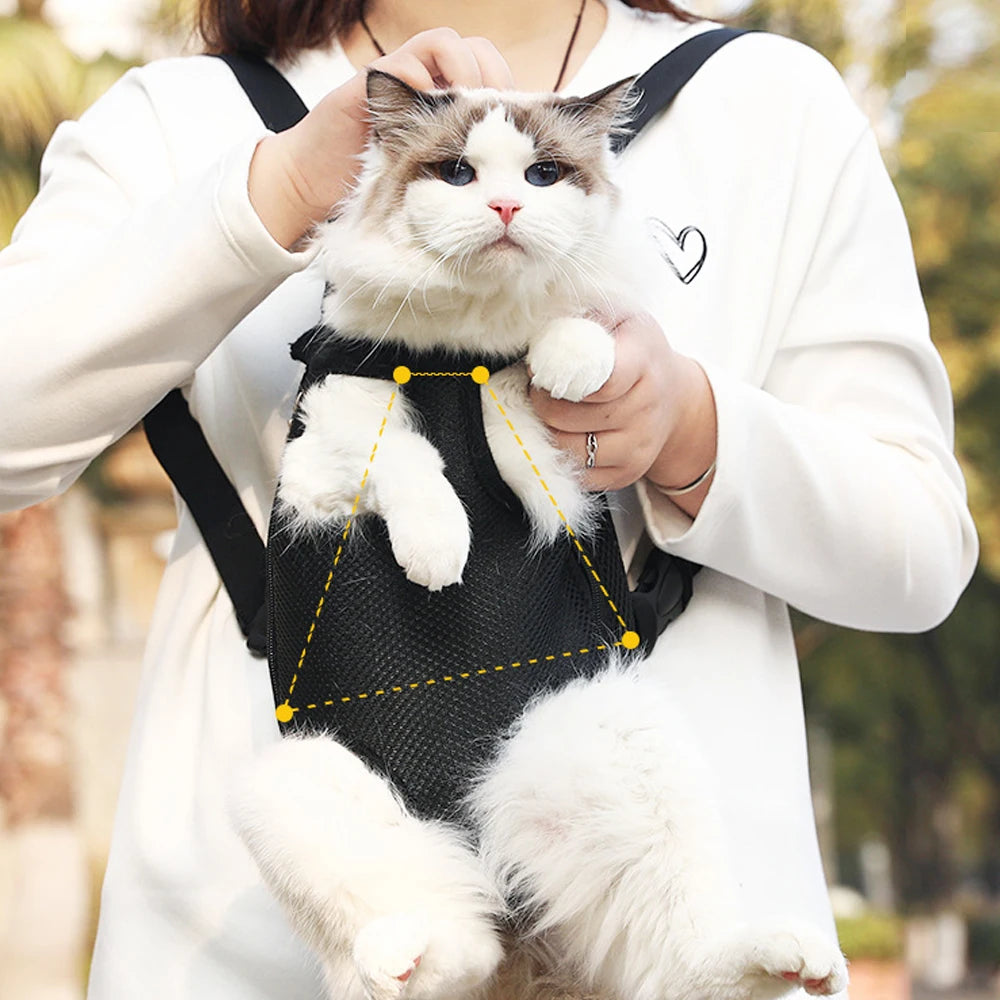 Adjustable Cat Dog Carrier Bag Pet Double Shoulder Backpack Portable Bag Outdoor Travel Camping Hiking Chest Strap Bag