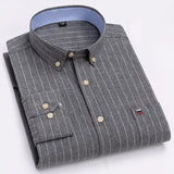 100% Cotton Mens Oxford Shirts New Hot Sale Long Sleeve Casual Stripe Soft Buttoned Plaid Formal Male Clothes Plus Size 7XL 6XL