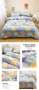 3pcs Bedding Printing Skin-friendly Cotton Quilt Cover Student Dormitory Home Single And Double Bed Quilt Cover Pillowcase