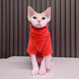 Turtleneck Cat Sweater Coat Winter Warm Hairless Cat Clothes Soft Fluff Pullover Shirt for Maine-Coon Cat Chihuahua Pet Clothing