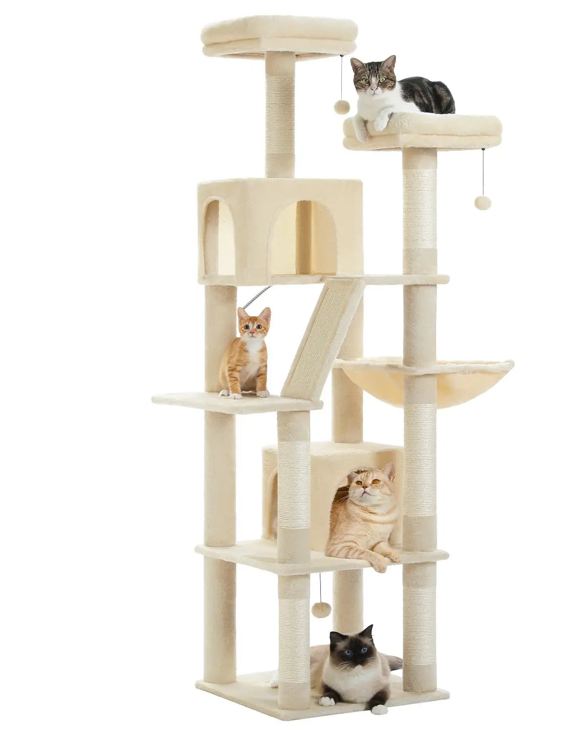 Large Cat Tree Tall Cat Tower for Indoor Cats Multi-Level Plush Cat Condo with Scratching Posts Scratching Boards Perches Caves