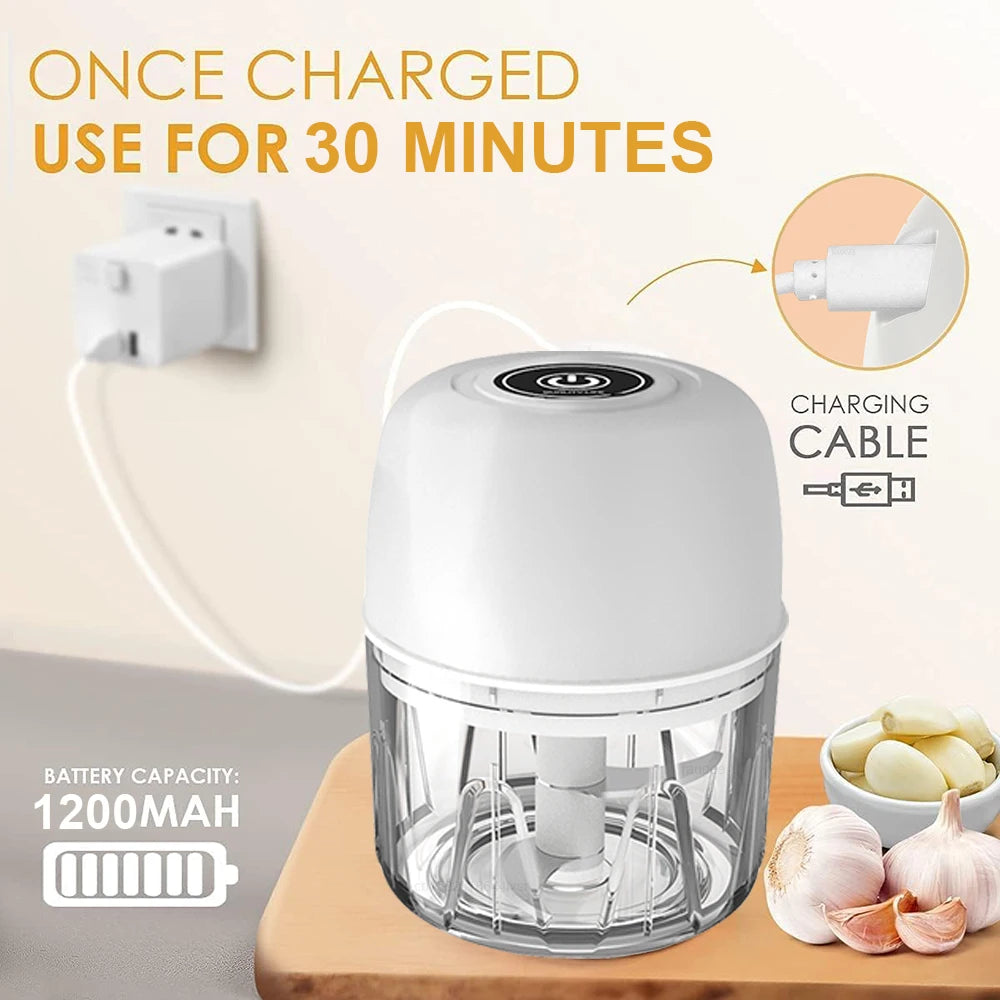 Electric Food Chopper Mini Portable Electric Garlic Vegetable Onion Chopper Multifunctional Wireless Electric Food Processors