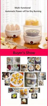 Multifunctional Egg Boiler Electric Egg Steamer Cooking Breakfast Machine Double Layers Egg Cooker Mini Steamer Poacher Kitchen