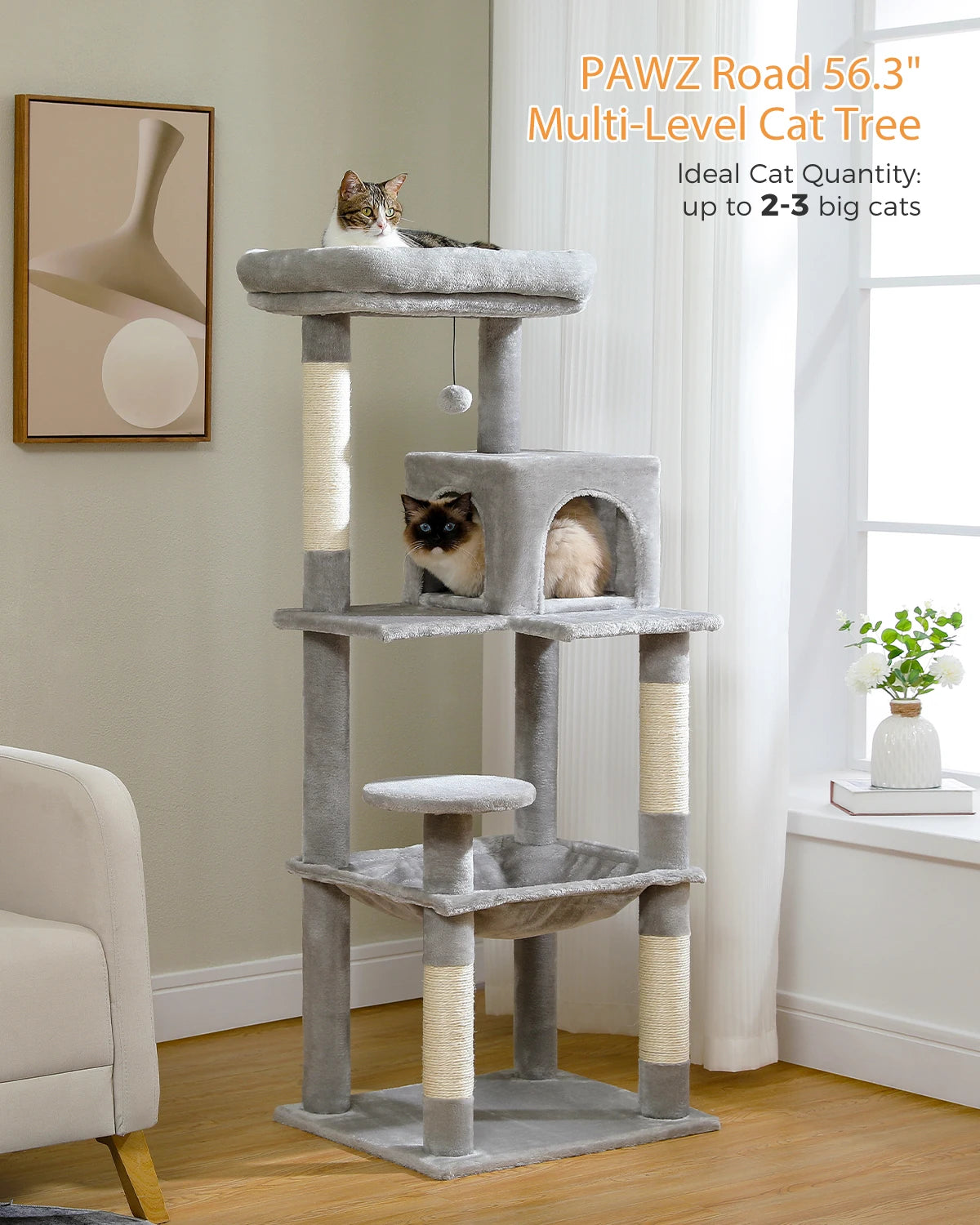 Multi-Level Cat Tree with Scratching Post Luxury Cat Tower with Condo House Cat Scratcher for Indoor Cat Accessories Pet Cat Toy