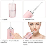 Oral Irrigator Portable Dental Water Flosser USB Rechargeable Water Jet Floss Tooth Pick 4 Jet Tip 220ml 3 Modes IPX7 1400rpm