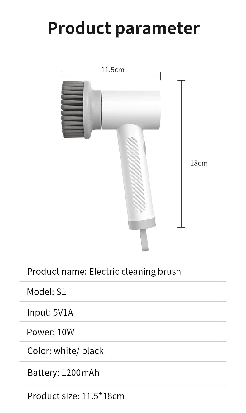 Xiaomi Wireless Electric Cleaning Brush Housework Kitchen Dishwashing Brush Bathtub Tile Professional Cleaning Brush Labor Savin