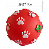 Funny Pet Dog Foot Print Ball Toy Colorful Sound Squeaky Toys for Dogs Cats Soft Rubber Chew Sound Interactive Ball Toys